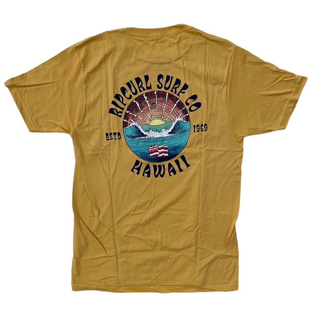 Rip Curl Men's Hawaii Outside Premium Graphic Tee T-Shirt - Mustard